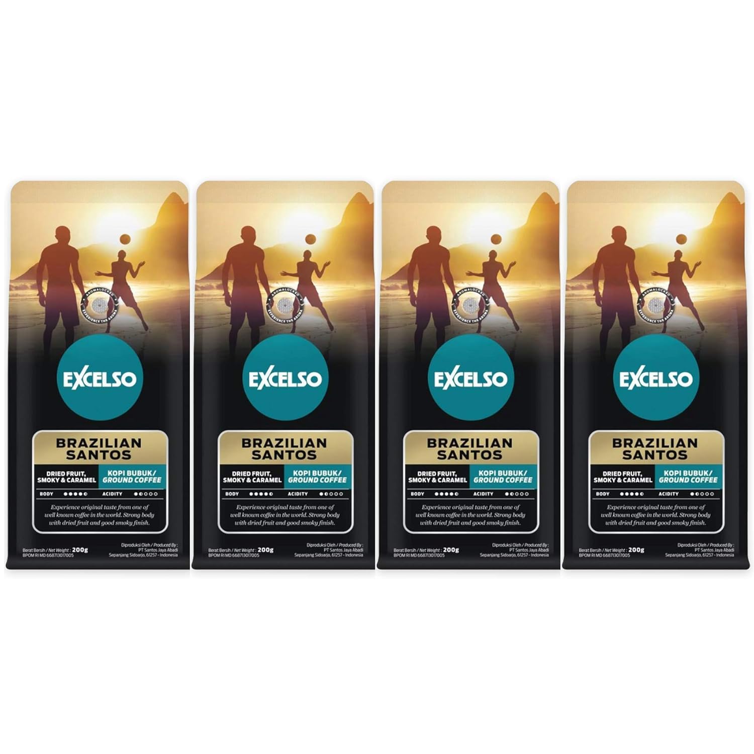 Excelso Brazilian Santos, Ground Coffee, 200g (Pack of 4)