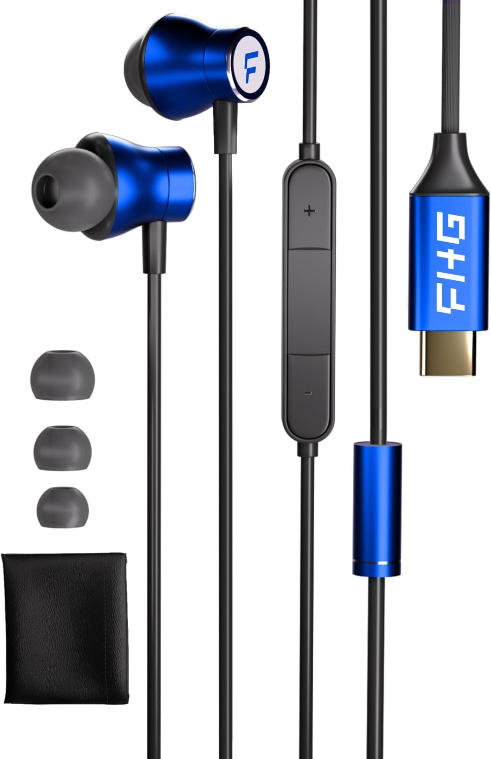 FHG USB C Headphones for Samsung Galaxy S24+ Ultra S23 Z Fold 6, Hi-Res Audio USB C Earbuds Microphone Volume Control for iPhone 15 Pro Max Ipad, Noise Isolating with Powerful…