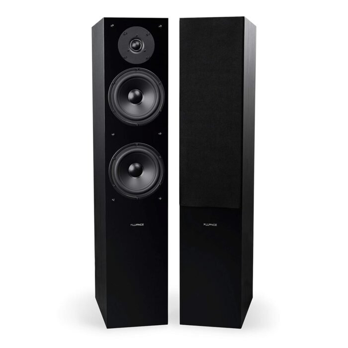 Fluance Elite High Definition Two-Way Floorstanding Loudspeakers for 2-Channel Stereo Listening or Home Theater System - Black Ash/Pair