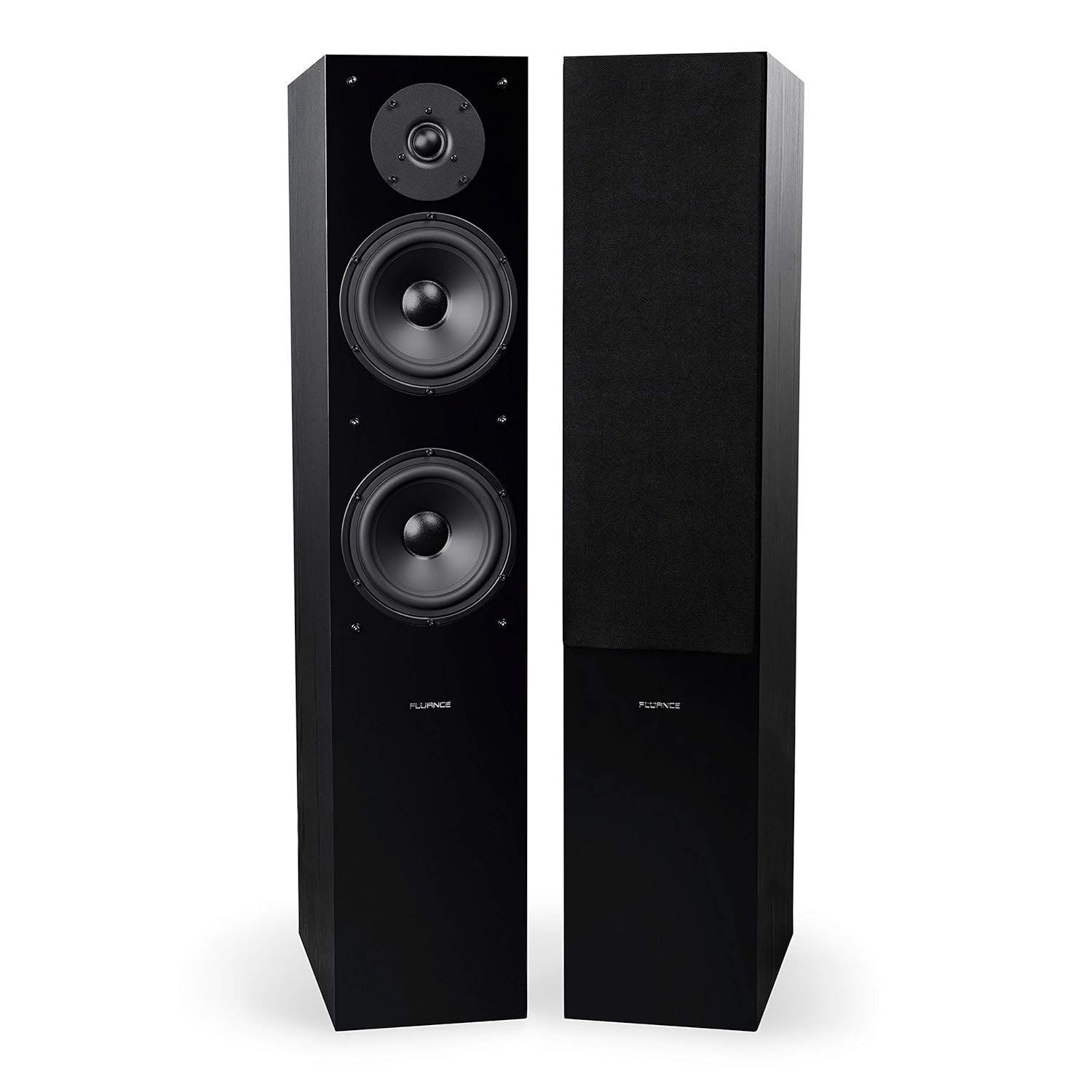 Fluance Elite High Definition Two-Way Floorstanding Loudspeakers for 2-Channel Stereo Listening or Home Theater System – Black Ash/Pair