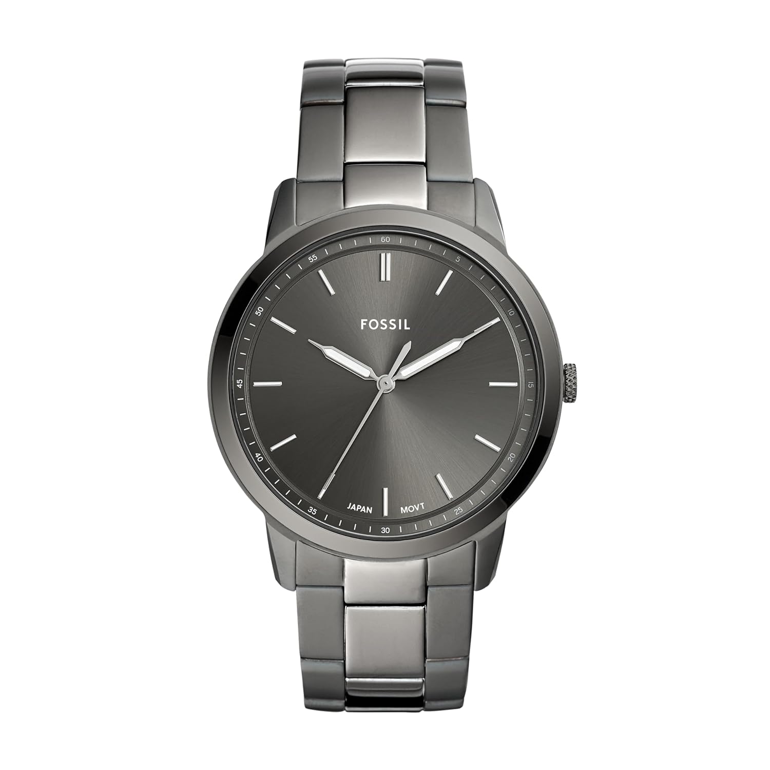Fossil Men’s Minimalist Quartz Stainless Steel and Leather Three-Hand Watch