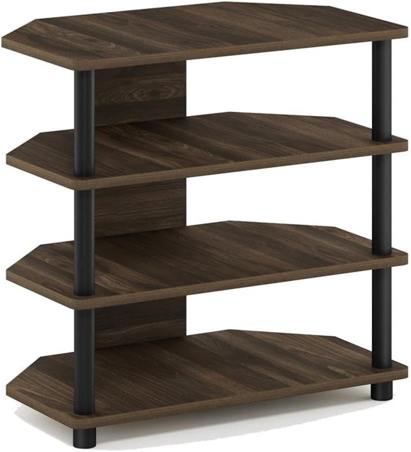 Furinno Turn-N-Tube Easy Assembly 4-Tier Petite Entertainment Center / TV Stand / TV Unit / TV Desk, Columbia Walnut/Black