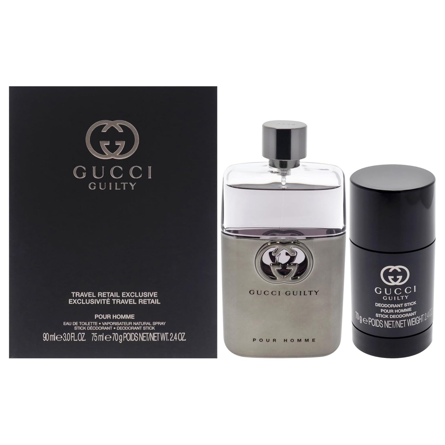 Gucci Guilty for Men – 2 Pc Gift Set 3oz EDT Spray, 2.4oz Deodorant Stick