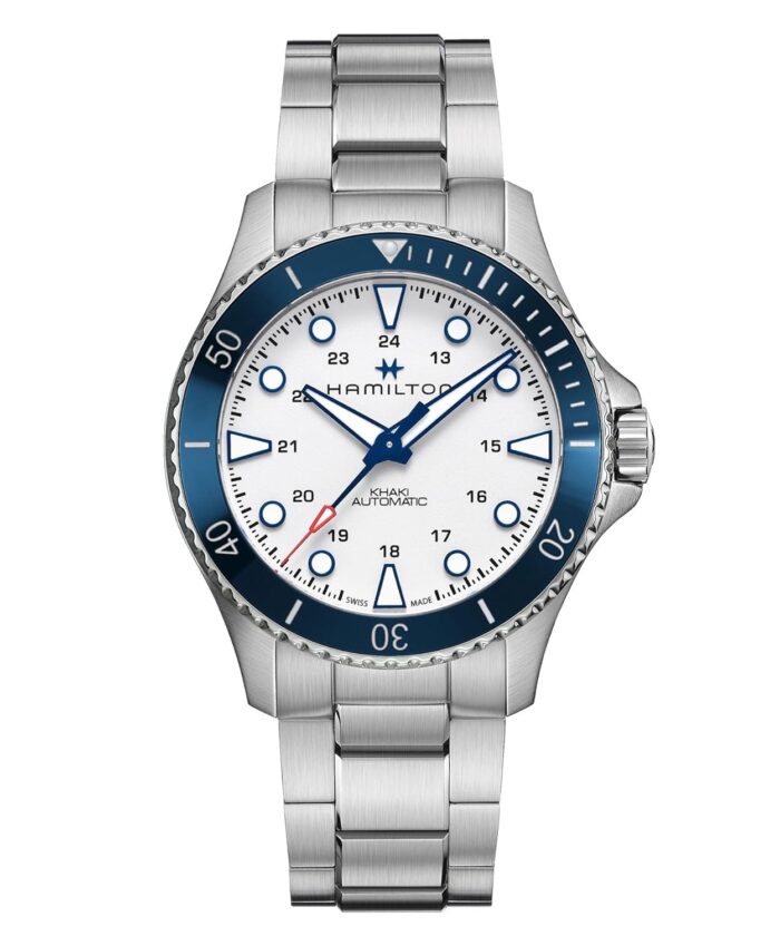 Hamilton Watch Khaki Navy Scuba Auto | Swiss Made | 43mm Stainless Steel Case | Silver Dial Analog Watch | Silver Stainless Steel Bracelet (Model: H82505150)