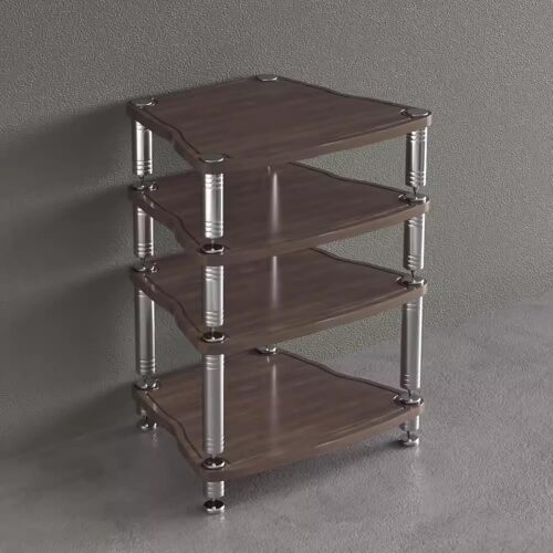 Heavy Duty Audio Component Rack, Media Stand Audio/Video Media Stand, 1 2 3 4 Layers Display Record Player Stereo Receiver, Stereo Components Stand for（Brown-4）