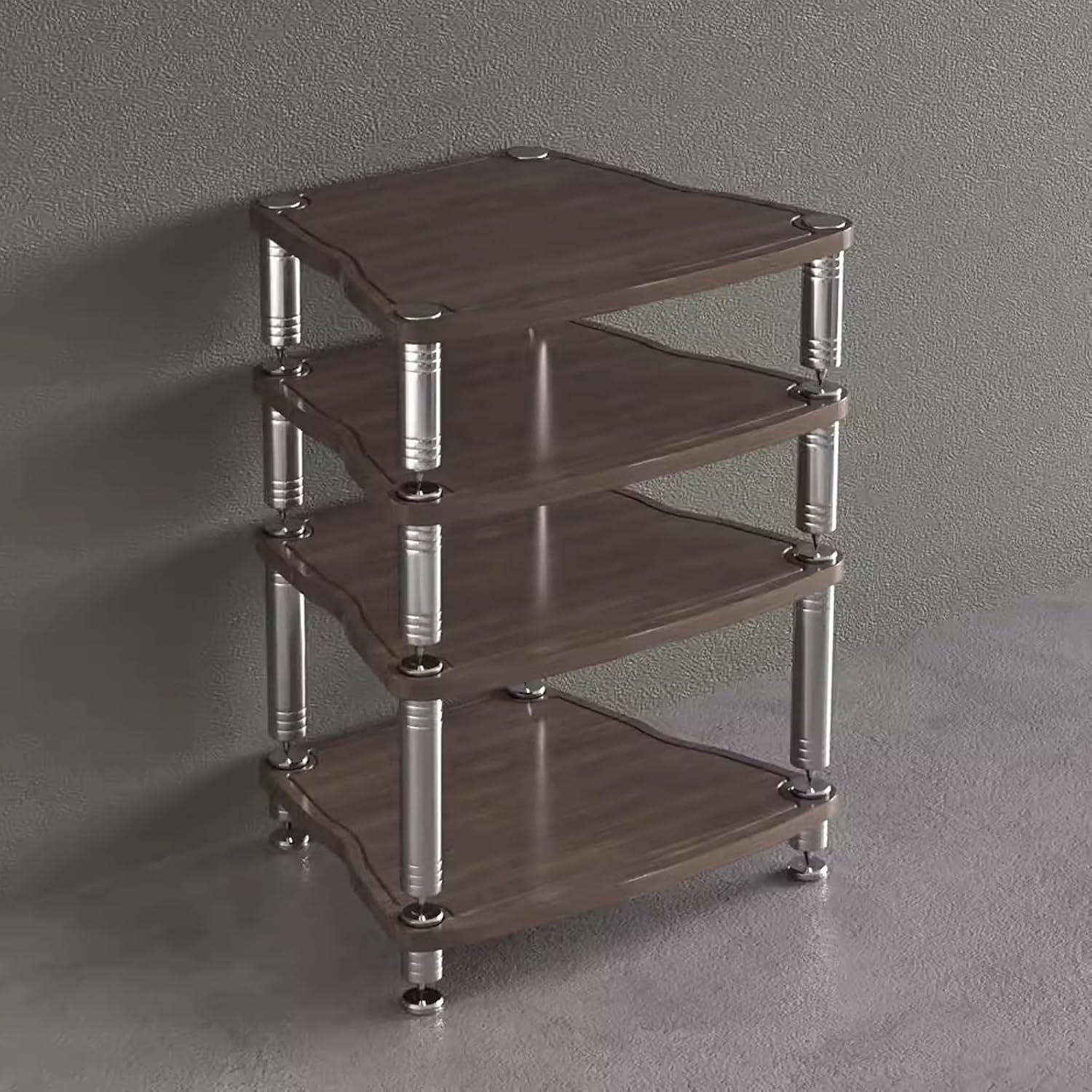 Heavy Duty Audio Component Rack, Media Stand Audio/Video Media Stand, 1 2 3 4 Layers Display Record Player Stereo Receiver, Stereo Components Stand for(Brown-4)