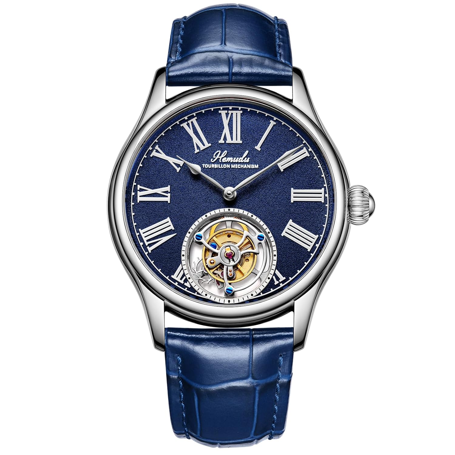 HEMUDU Original Tourbillon Movement Mechanical Skeleton Watches, Sapphire Stainless Steel Luxury Waterproof