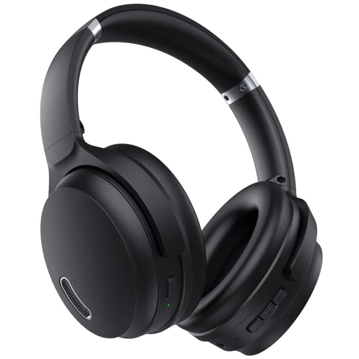 HROEENOI Premium Wireless Bluetooth Over-Ear Headphones with Active Noise Cancelling - Perfect for Gym, Workouts, Study, and School - Built-in Microphone - Sleek Black Design