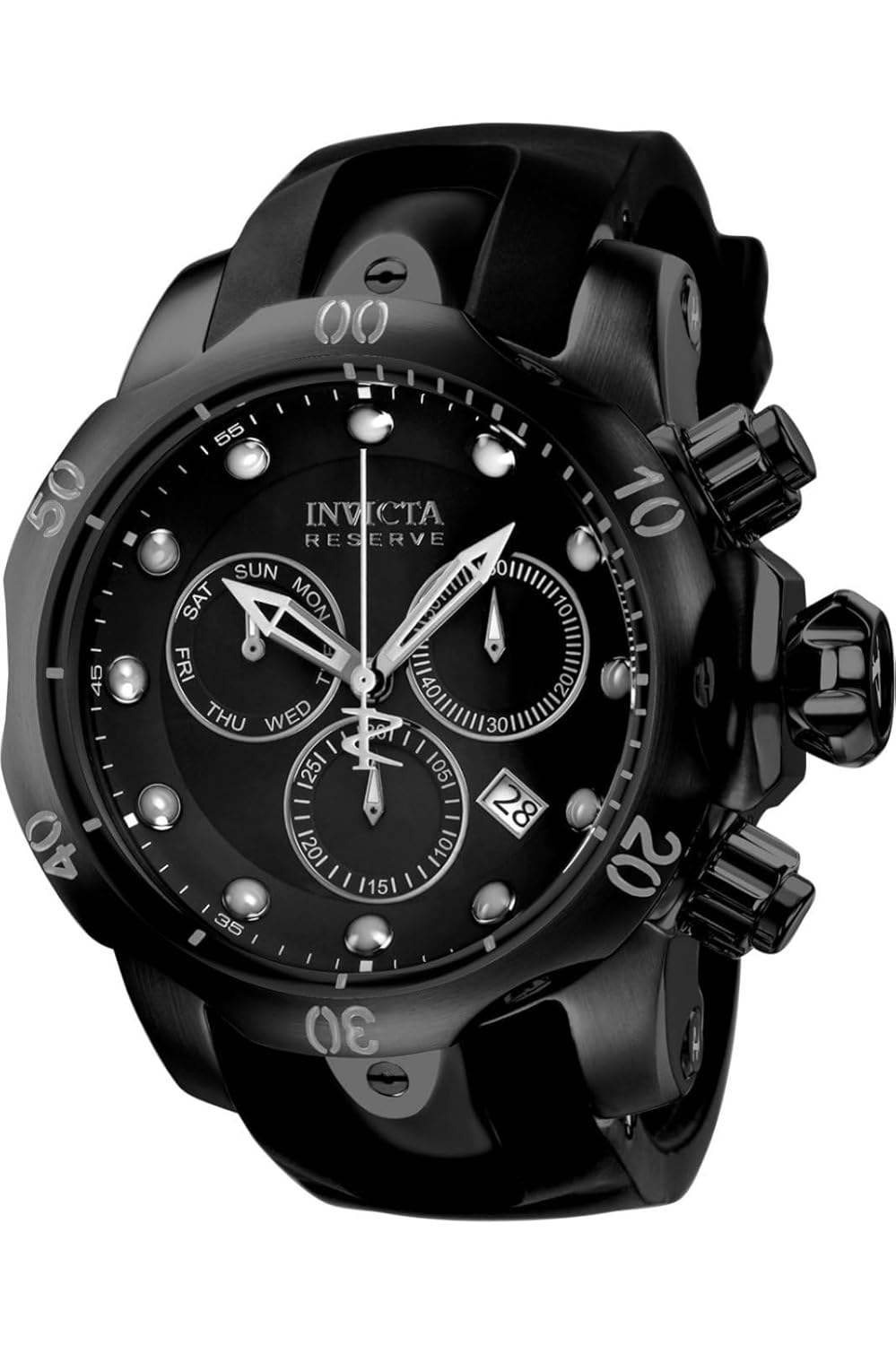 Invicta Men’s INVICTA-6051 Venom Reserve Black Stainless Steel Watch with Polyurethane Band