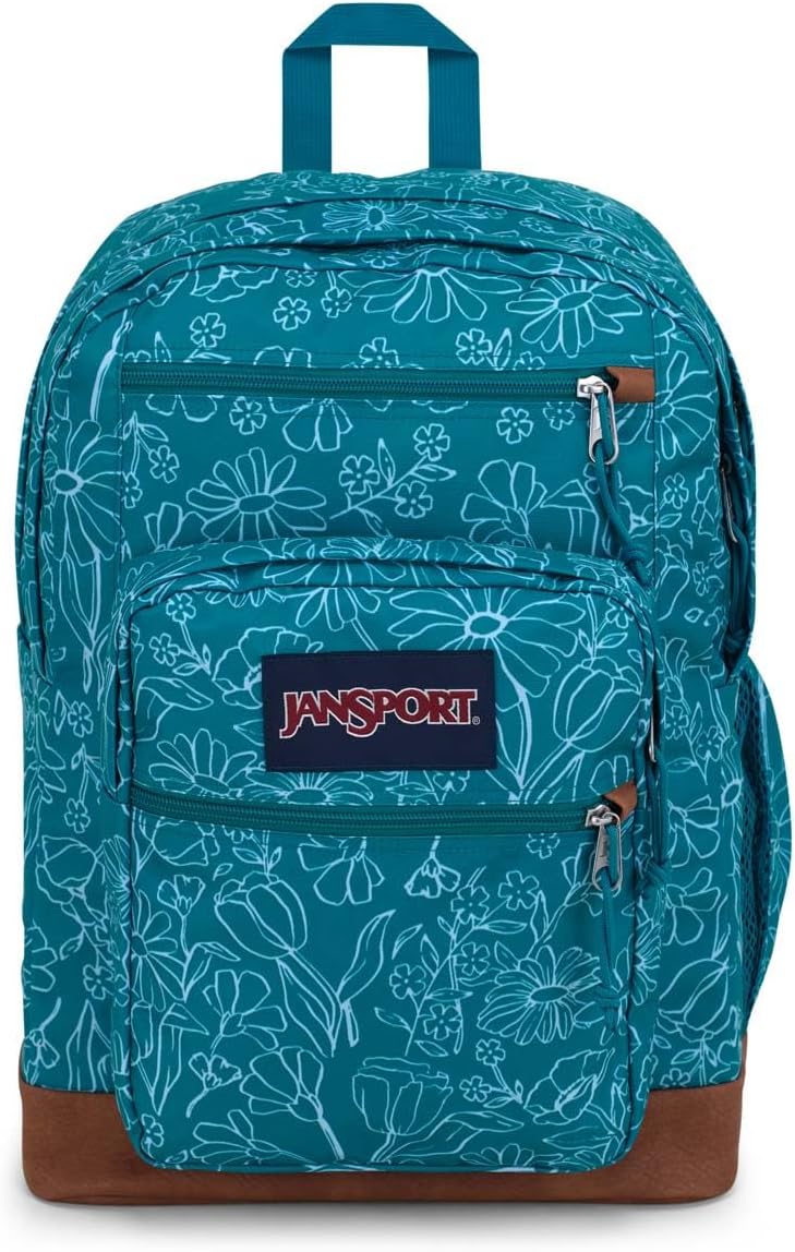 JanSport Cool Backpack with 15-inch Laptop Sleeve, Large Computer Bag Rucksack with 2 Compartments, Ergonomic Straps, Delightful Daisies Green