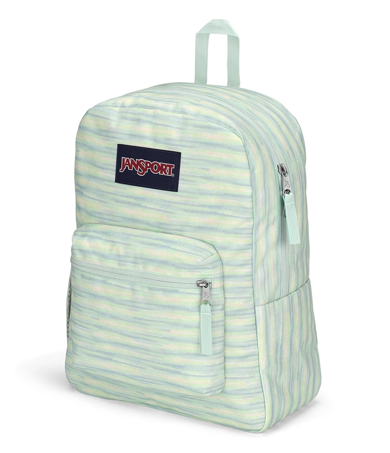 JanSport Cross Town Backpack 17″ x 12.5″ x 6″ – Simple Bag for Everyone with 1 Main Compartment, Front Utility Pocket – Premium Class Accessories – 70s Space Dye Fresh Mint