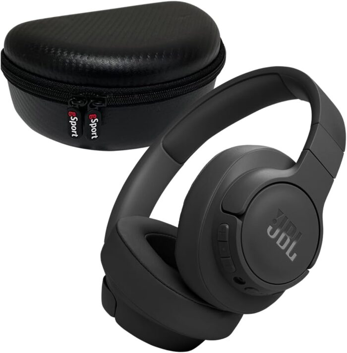 JBL Tune 770NC Wireless Over Ear Noise Cancelling Headphone with gSport Carbon Fiber Case (Black)
