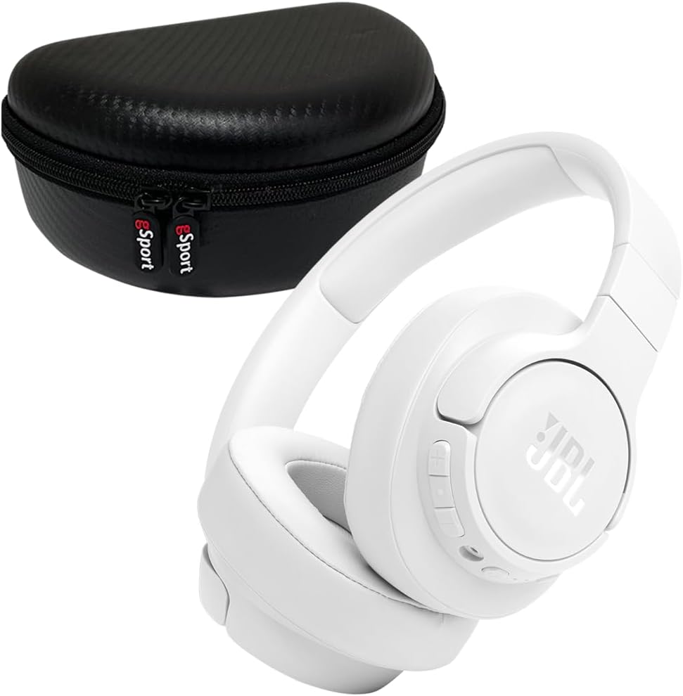 JBL Tune 770NC Wireless Over Ear Noise Cancelling Headphone with gSport Case (White)