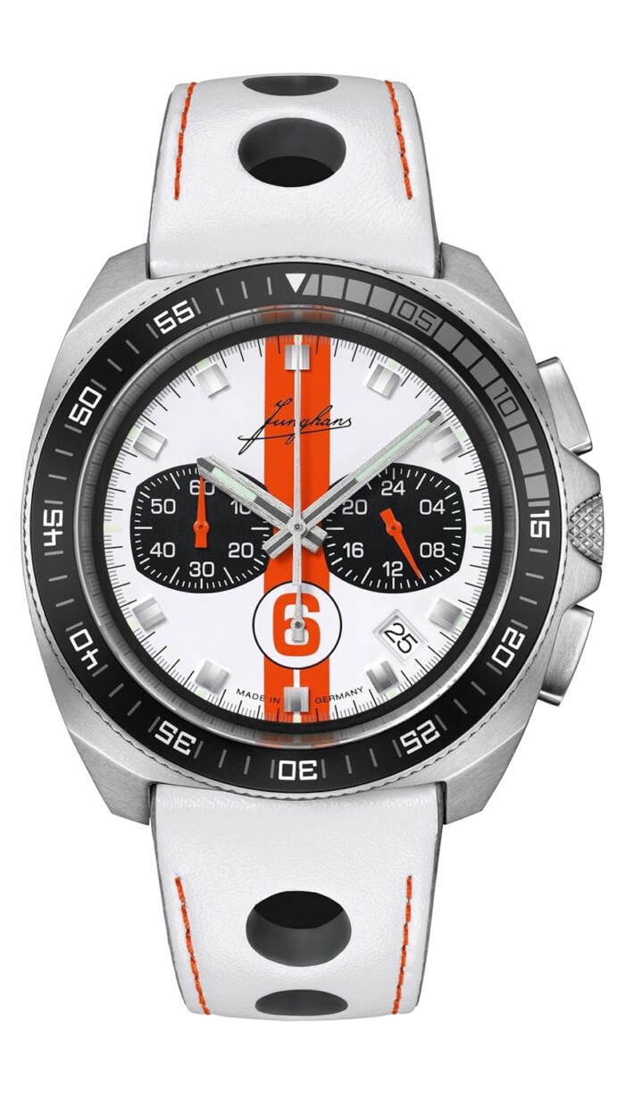 Junghans 1972 Chronoscope Sports Edition White Orange Watch 41/4579.00