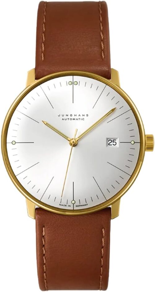 JUNGHANS Men's Max Bill Automatic Silver/Brown Leather Strap Watch 27/7002.02