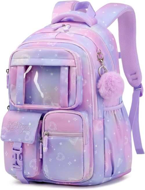 Kids Backpack for Girls - Middle School & Elementary School - Kawaii Ita Backpack - Purple