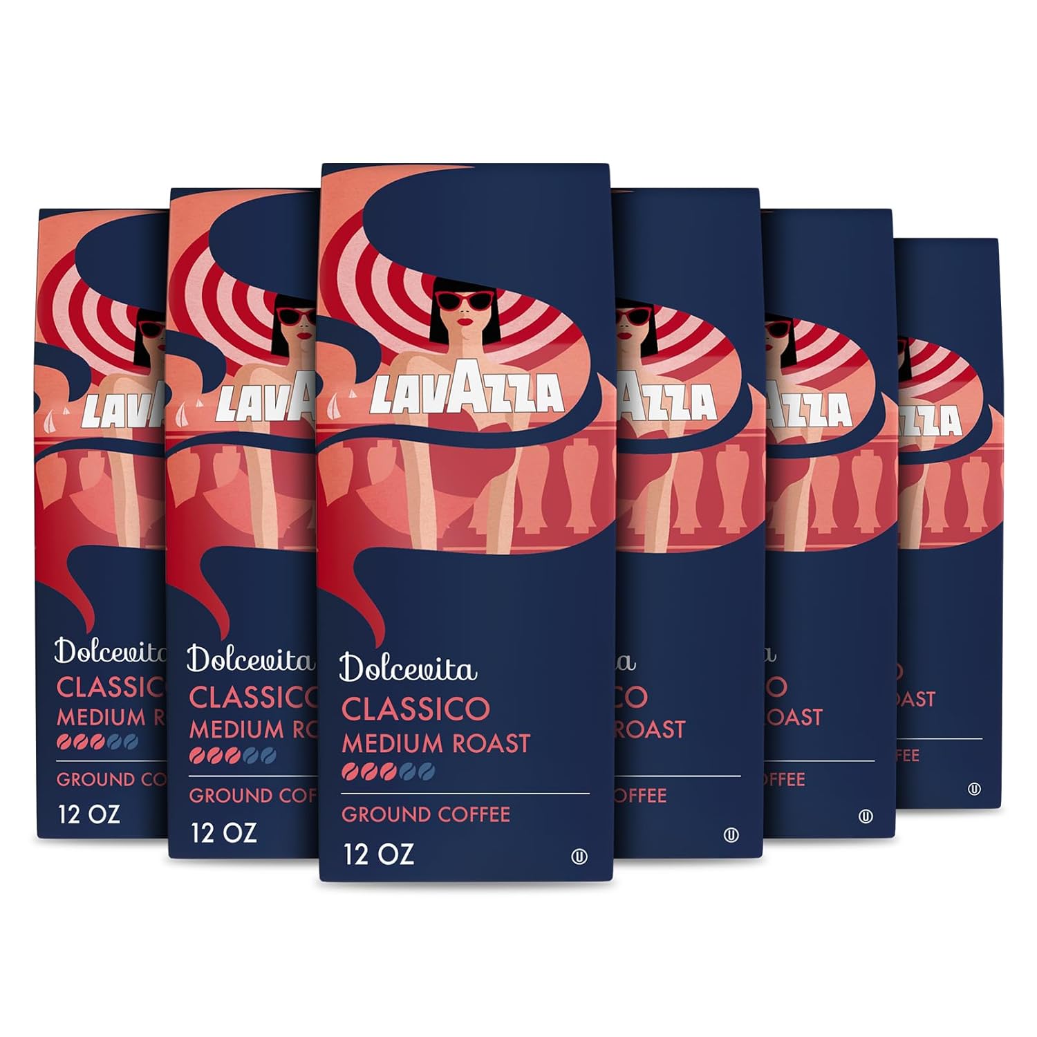 Lavazza Dolcevita Classico Ground Coffee 6 Bags of 12oz, Medium Roast, Rich and Full-bodied, Intensity 3/5, Arabica and Robusta, Ideal for Drip Brewers, (Pack of 6) – Package…