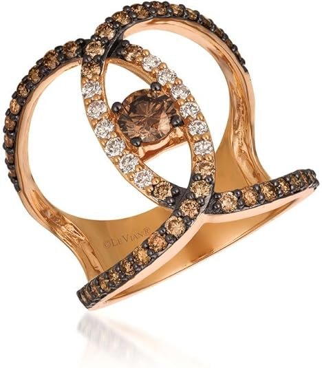 LE VIAN 1 1/4 Carat Chocolate Diamond Statement Ring for Women | Elegant 14k Rose Gold Anniversary Ring for Her (Brown, 1.21 cttw) Promise Wedding Band Size 7