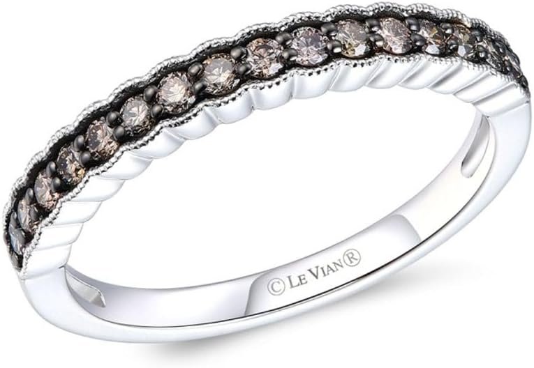LE VIAN 1/3 Carat Chocolate Diamond Ring for Women | 14k White Gold Shared Prong Statement Ring for Her Elegant and Vintage (Brown, 0.29 cttw) Promise Wedding Anniversary Slim…