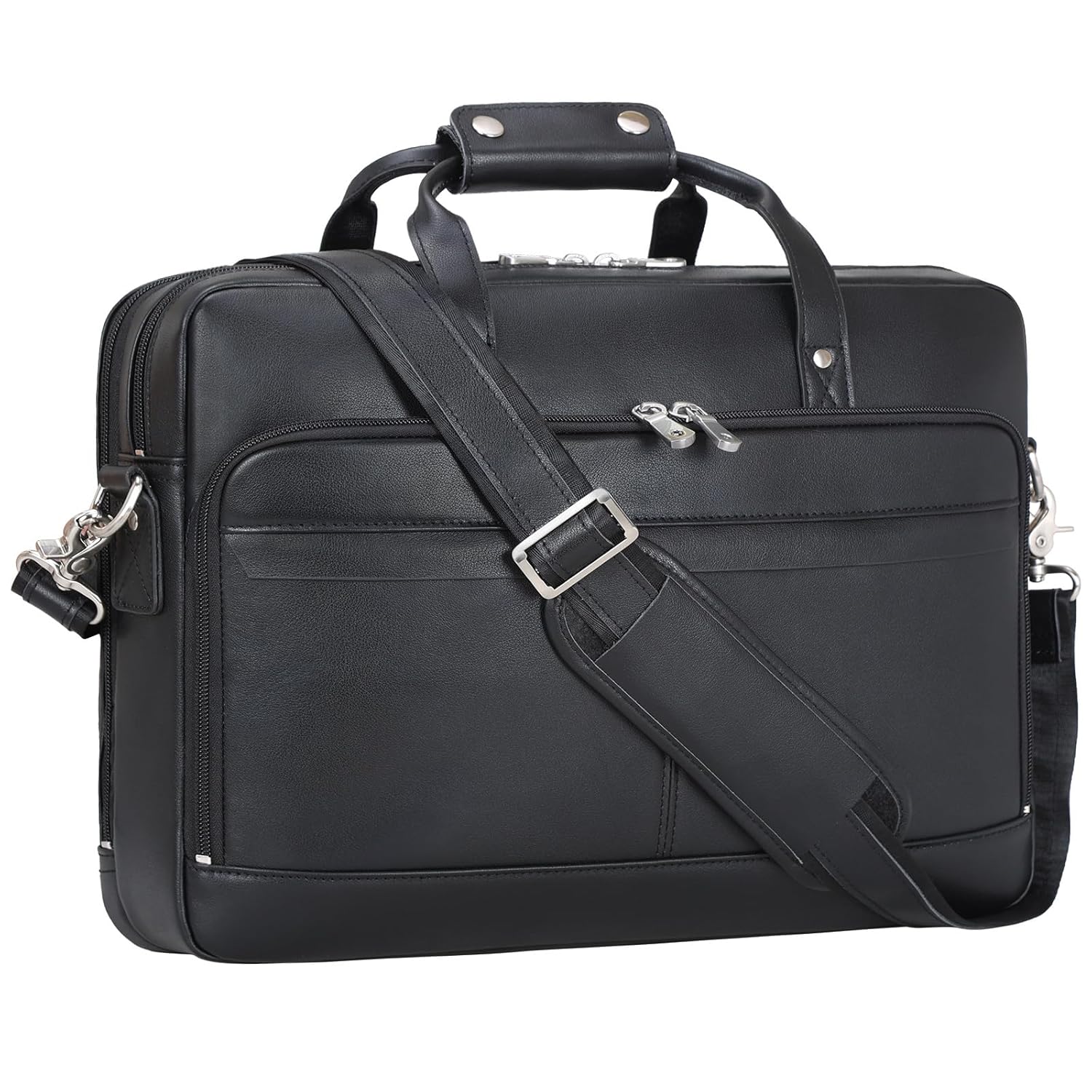 Leather Briefcase for Men 17 Inch Laptop Crossbody Shoulder Messenger Bag Attache Case for Business Travel Work Lawyer