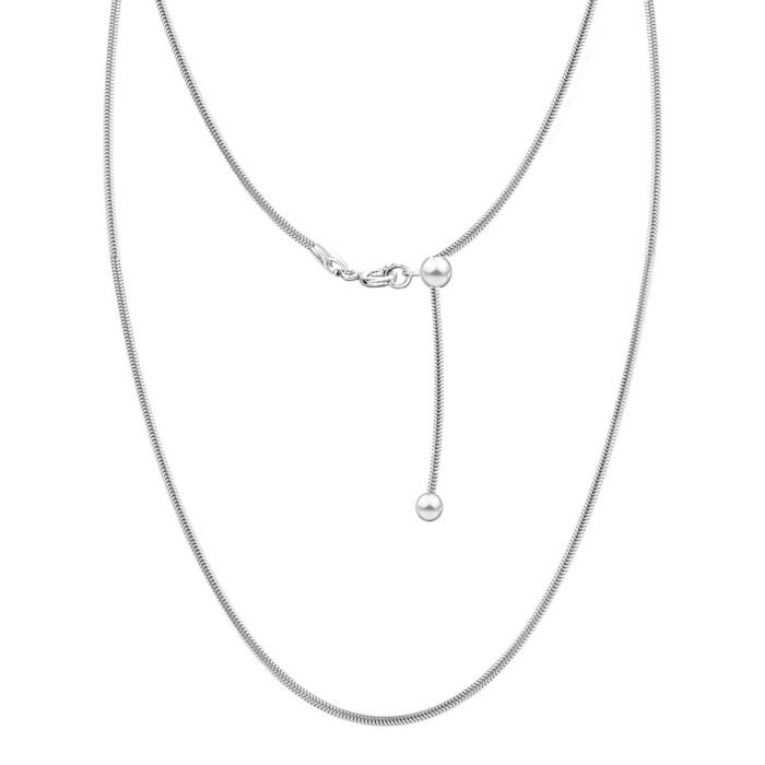 LeCalla 925 Sterling Silver Italian Jewelry Adjustable Chain Necklace, Sliding Bolo Chain Necklace for Women Slider Chain 14 to 24 Inch.
