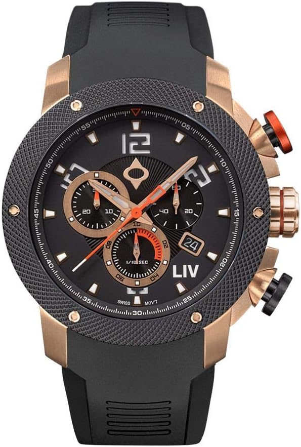 LIV GX1 Swiss Made Chronograph 45mm 316L SS Case, 3D Multi-Layer w/Quickset Date – Rugged Classic Watch for Men- Scratch Resistant Sapphire Crystal – 660 Feet Water Resistant -…