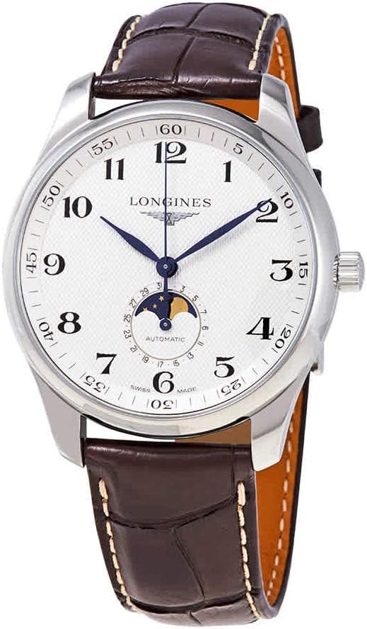 Longines Master Collection Automatic Moonphase Watch, Silver Barleycorn Dial, 42mm