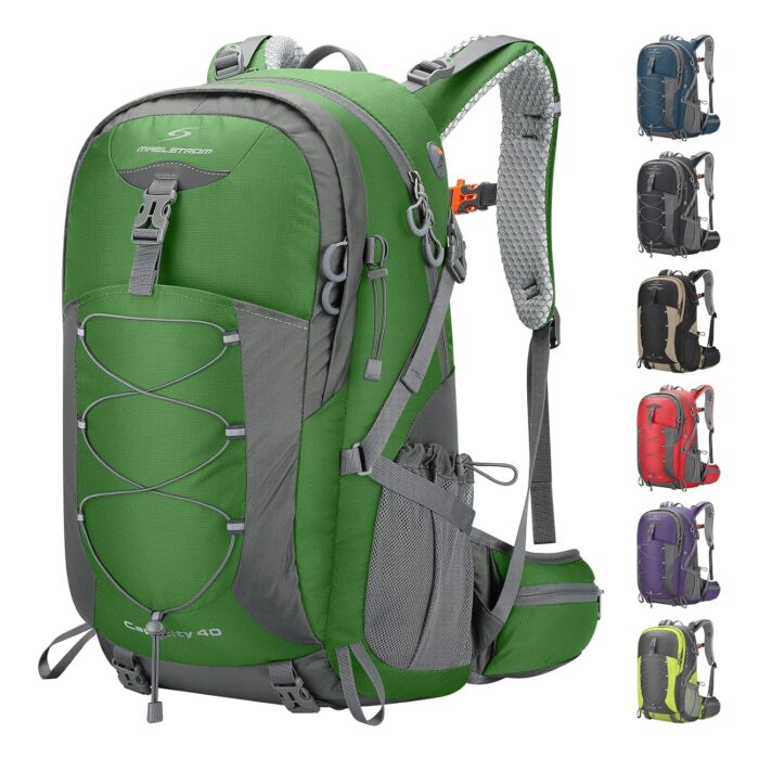 Maelstrom Hiking Backpack,Camping Backpack,40L Waterproof Hiking Daypack with Rain Cover,Lightweight Travel Backpack,Green