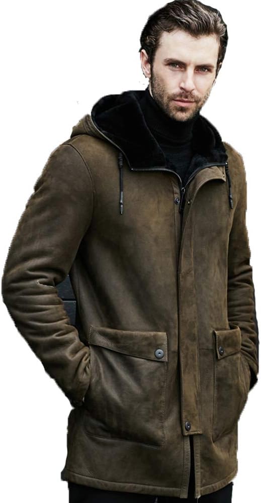 Men’s B3 Shearling Jacket Coat Men’s Hooded Long Coat Men’s Winter Warm Jacket