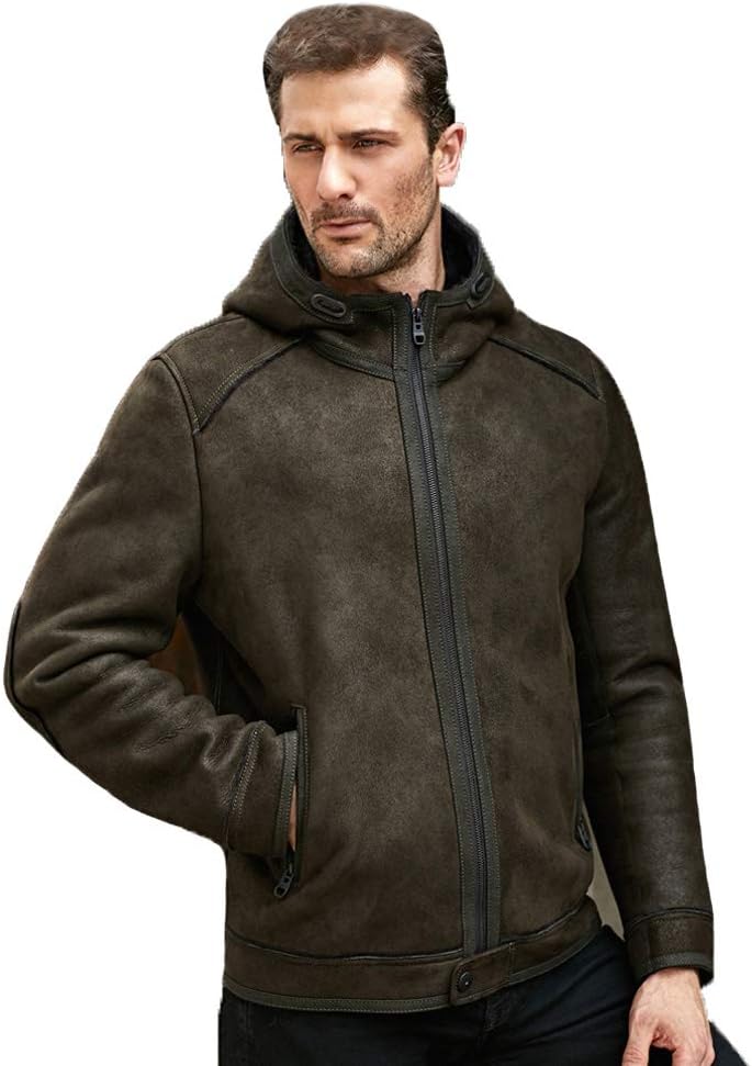Men’s B3 Shearling Jacket Coat Men’s Hooded Short Jacket Men’s Winter Warm Jacket