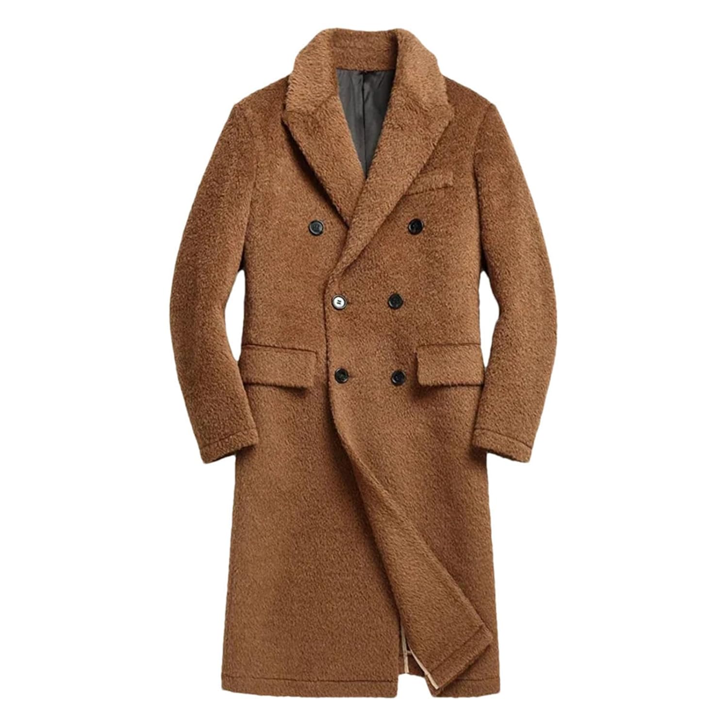 Men’s Long Coat Winter Jacket Double Sided Alpaca Wool Double Breasted Wool Coats