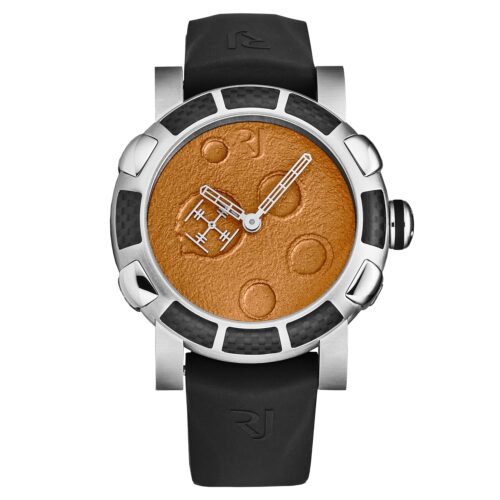 Men's 'Moon Dust' Orange Dial Black Rubber Strap Automatic Watch RJMDAU.901.10
