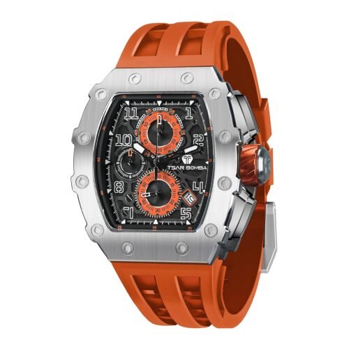 Mens Watches Luxury Tonneau Watches for Men Waterproof 50M Analog Replica Watch Chronograph Calendar Date Men’s Dress Business Work Watch Diver Large Square Face Wristwatch