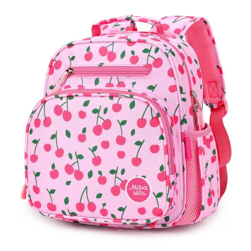 mibasies Toddler Backpack for Girls 2-4: Cute Kids Backpacks for Girls - Preschool Kindergarten Backpack - Cherry Pink