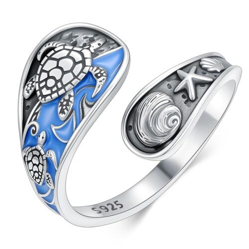 Midari Sun and Moon/Bee/Celtic/Life of Tree/Lotus Spoon Ring for Women 925 Sterling Silver Adjustable Ring Open Ring for Women Men Halloween Birthday Gift
