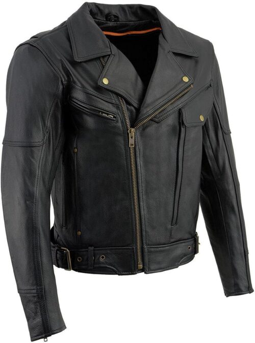 Milwaukee Leather LKM1770 Men's Black Premium Thick Leather Motorcycle Jacket Brando Style Biker Jacket