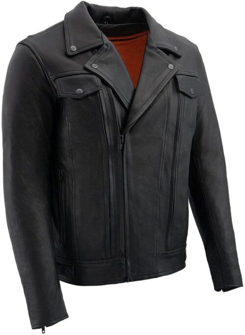 Milwaukee Leather LKM1781 Men's The Legend Classic Black Premium Leather Motorcycle Jacket w/Quilted Liner