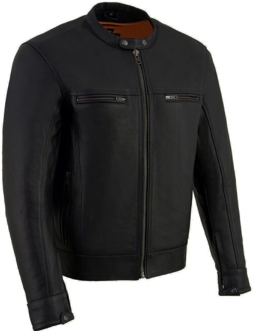 Milwaukee Leather MLM1551 Men's Black Lightweight Premium Leather Motorcycle Jacket w/Cool-Tec Leather Treatement