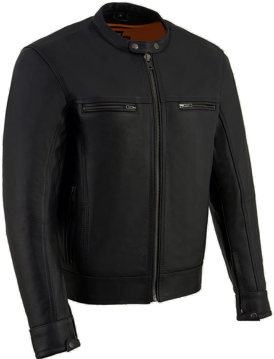 Milwaukee Leather MLM1551 Men’s Black Lightweight Premium Leather Motorcycle Jacket w/Cool-Tec Leather Treatement