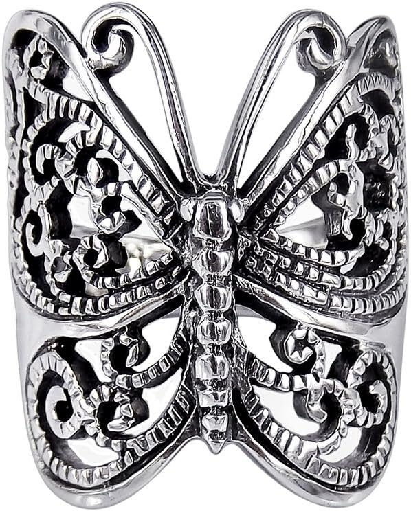 Mimi 925 Sterling Silver Large Victorian Butterfly Ring Size 6, 7, 8, 9, 10