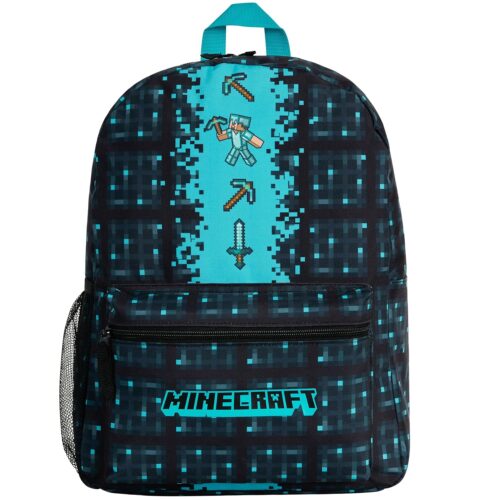 Minecraft Backpack for Boys Kids Teens Adjustable Straps Front Pocket Daypack Backpacks for Sports Gym School Gamer Gifts (Blue)