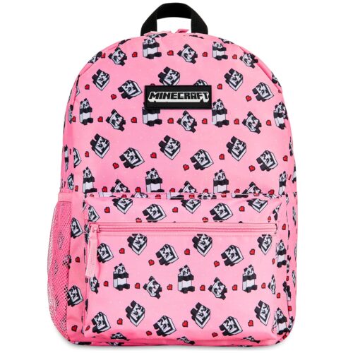Minecraft Backpack for Boys Kids Teens Adjustable Straps Front Pocket Daypack Backpacks for Sports Gym School Gamer Gifts (Pink)