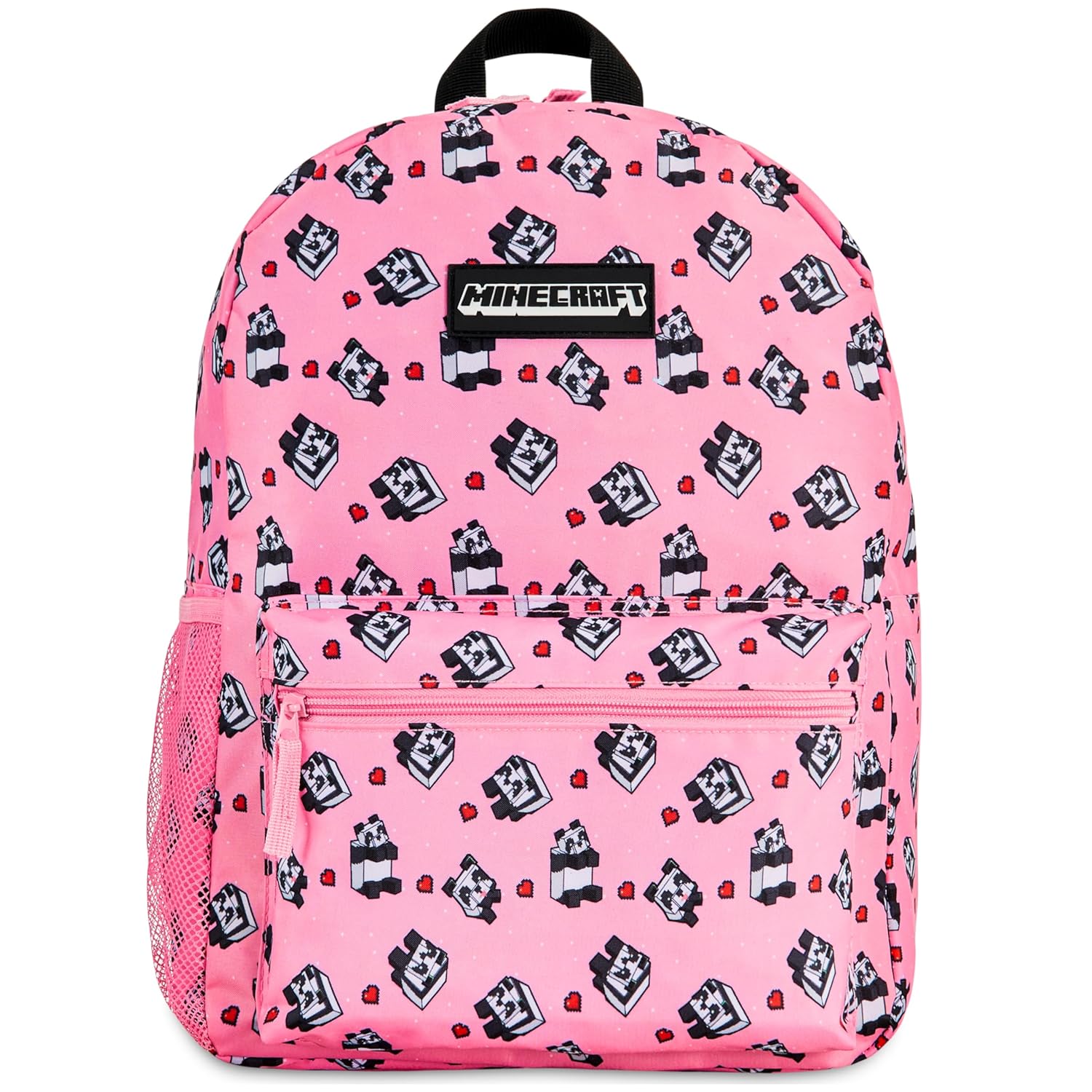 Minecraft Backpack for Boys Kids Teens Adjustable Straps Front Pocket Daypack Backpacks for Sports Gym School Gamer Gifts (Pink)