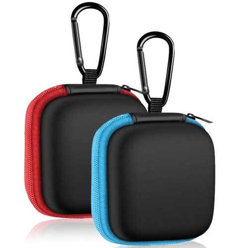 MOLOVA 2Pack Square Earbud Case Portable EVA Carrying Case Storage Bag Cell Phone Accessories Organizer with Carabiner for Earphone, Earbud, Earpieces, SD Memory Card, Camera...