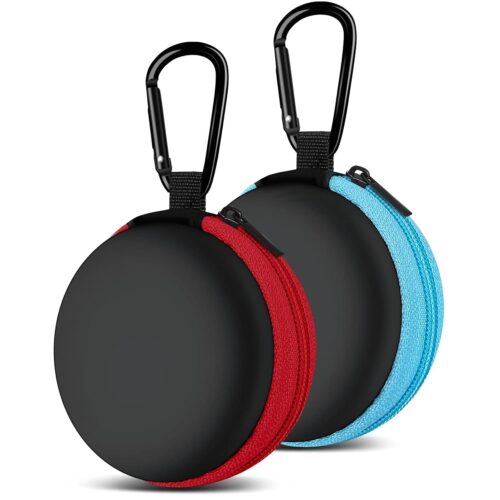 MOLOVA for Earphone Carry Case, 2-Pack Small Round Pocket Earbud Travel Carrying Case with Zipper for Smartphone Earphone, Wireless Headset, USB Cable, SD Cards Storage Bags,...