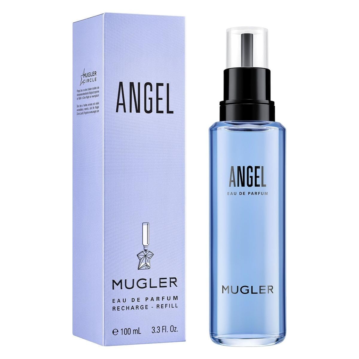Mugler Angel Refill – Eau de Parfum – Women’s Perfume – Ambery & Woody – With Bergamot, Praline, and Patchouli – Long Lasting Fragrance – 3.3 Fl Oz