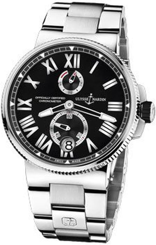 New Mens ULYSSE NARDIN Marine Chronometer Manufacture Black Watch 1183-122-7M/42