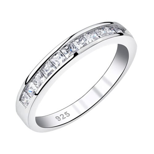 Newshe Jewellery Wedding Bands Eternity Rings for Women AAAAA Cubic Zirconia Princess 925 Sterling Silver Size 5-10