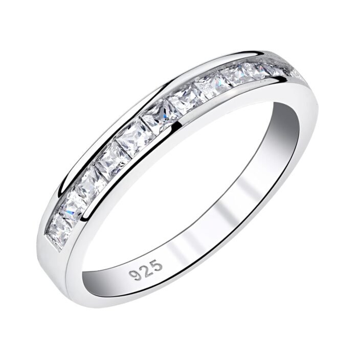 Newshe Jewellery Wedding Bands Eternity Rings for Women AAAAA Cubic Zirconia Princess 925 Sterling Silver Size 5-10