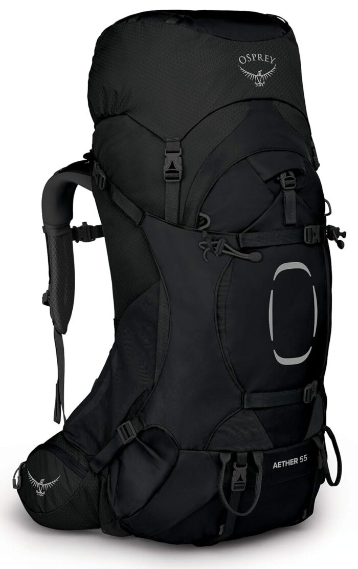 Osprey Aether 55L Men's Backpacking Backpack, Black, L/XL